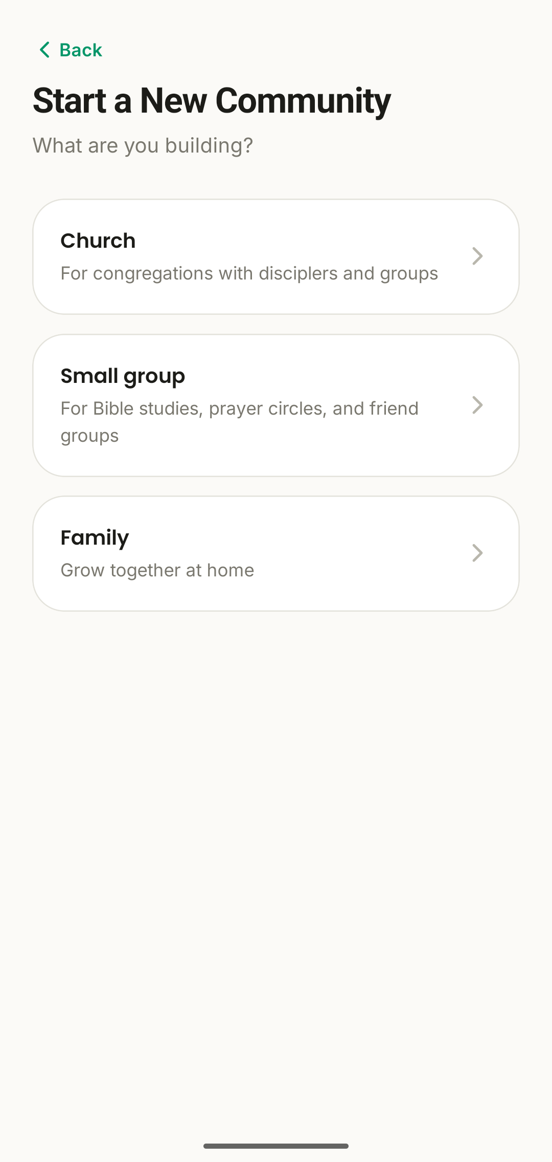 Choosing a community type in GrowthPath