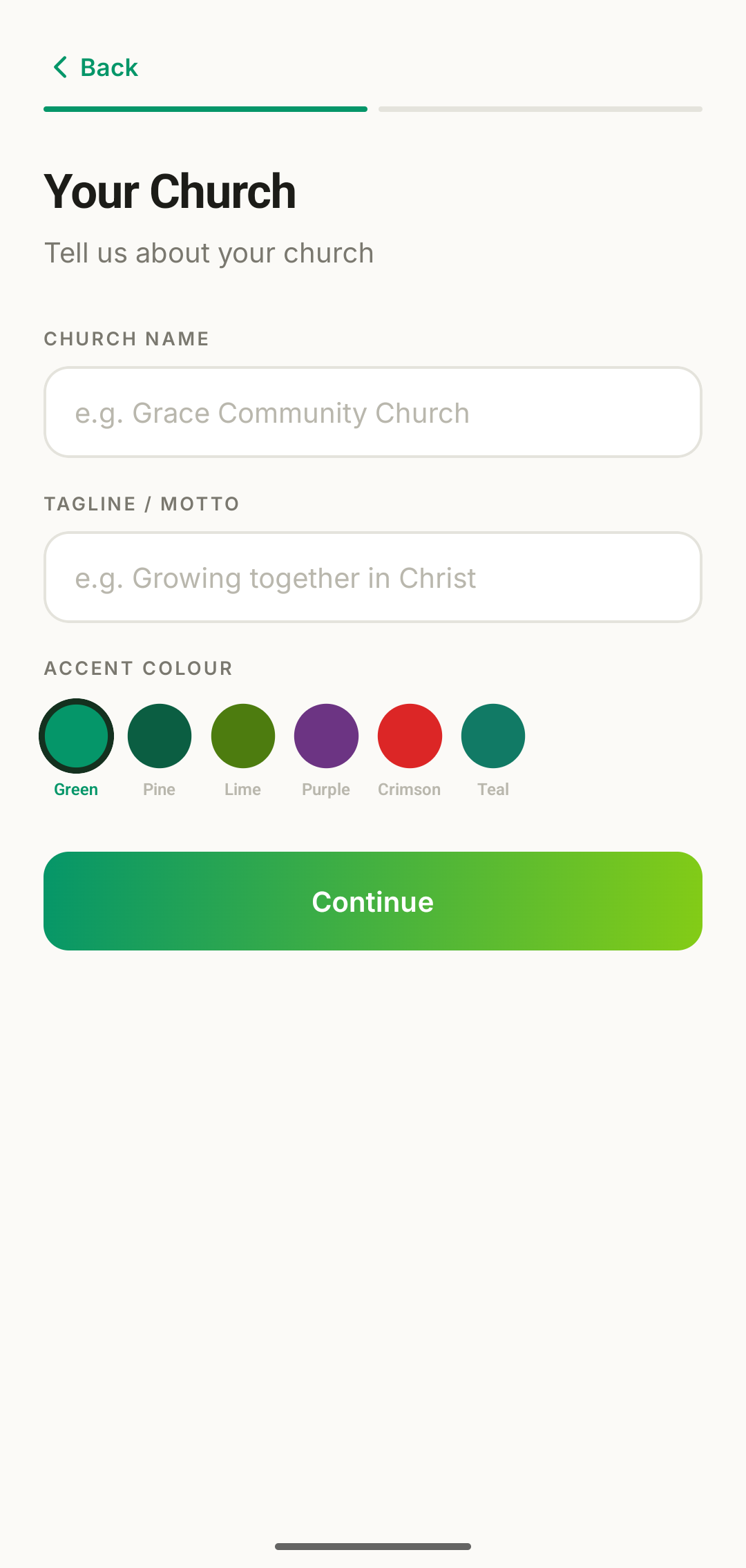 Registering a new church in GrowthPath