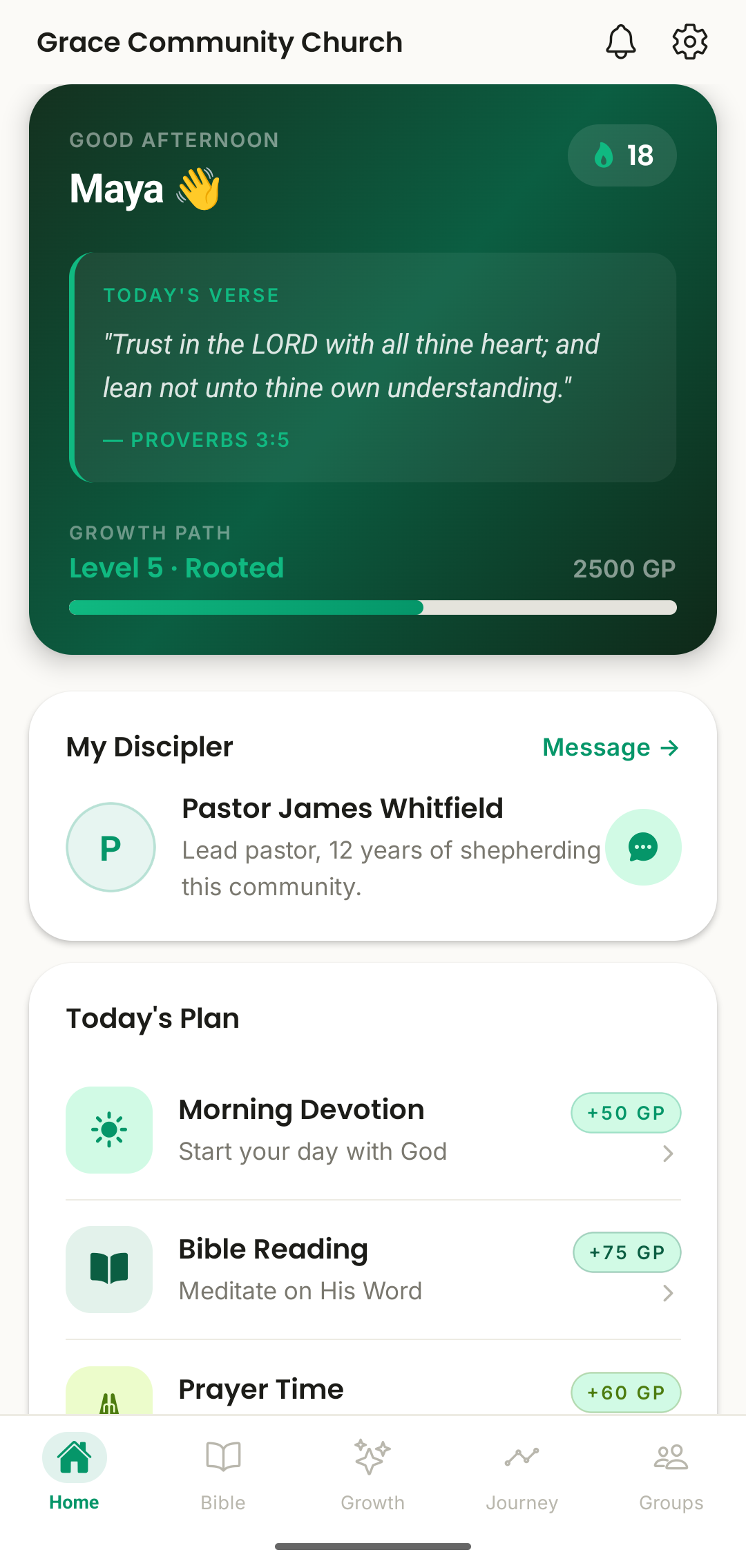 Member home screen in GrowthPath
