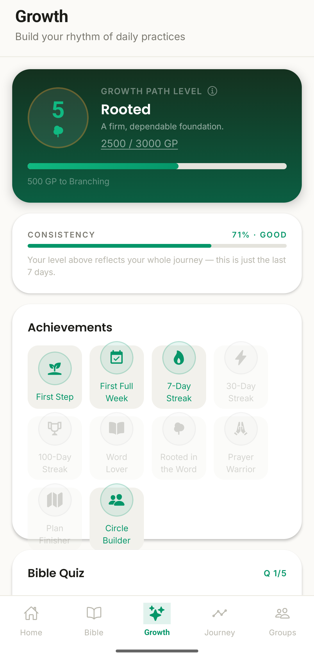 Growth Path screen in GrowthPath